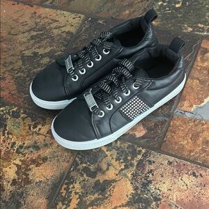 Bebe Black Sneakers with Rhinestone Accents